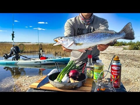 Took My Boat To A Remote Beach And Cooked The Fish I Just Caught