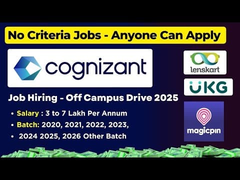 🔥cognizant New Off Campus Drive | Ukg, Lenskart, Magicpin - Job Vacancy For 2026, 2025, 2024 To 2020