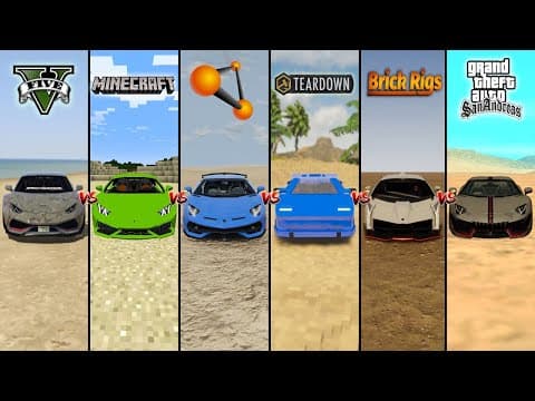 Gta 5 Lamborghini Car Vs Minecraft Vs Beamng Vs Teardown Vs Brick Rigs Vs Gta Sa - Which Is Best?