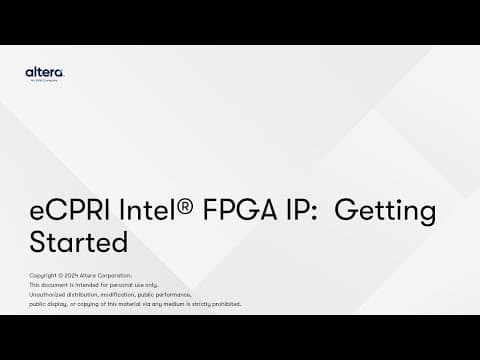 Ecpri Intel® Fpga Ip: Getting Started