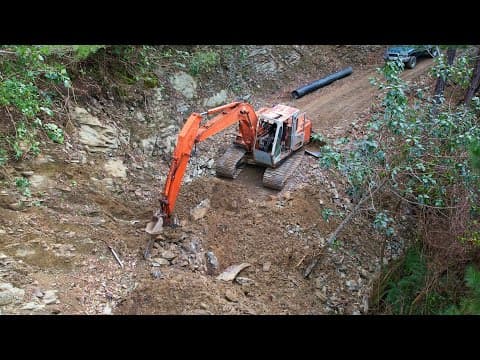 Improving Drainage On My Steep Mountain Road Using Vintage Machines
