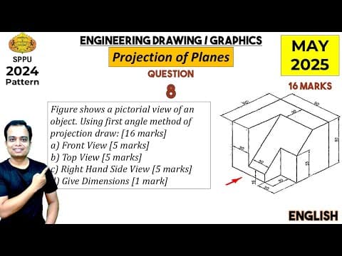 Sppu_2024 Pattern | May 2025 | Engineering Graphics | Pyq | Q8 | Orthographic Projection