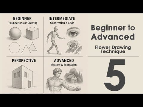 Beginner To Advanced Pencil Drawing & Shading - Class 05 | Flower Drawing Technique