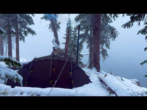 3 Days Solo Hot Tent Camping In Snow | Catch And Cook Fresh Trout