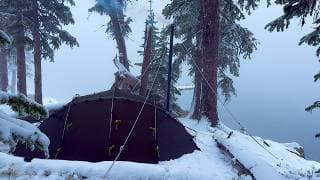 3 Days Solo Hot Tent Camping In Snow | Catch And Cook Fresh Trout