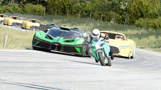 Kawasaki Ninja H2 Vs Mercedes-benz Amg  Vision Gt Vs Bugatti Bolide At Old Spa