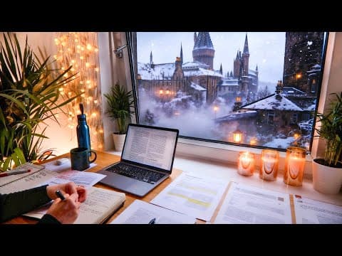 Live | 12 Hour Study With Me | Pomodoro 50/10, Rain Sounds, Deep Work Focus, Cozy Uk Ambience