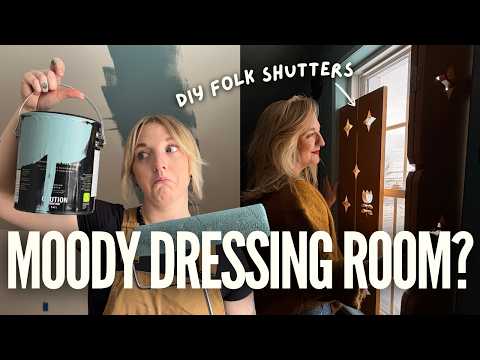 Moody Dressing Room Makeover: Painting, Wallpaper + Diy Folk Shutters!