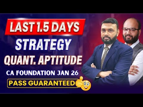 Last 1.5 Days Quantitative Aptitude Strategy Ca Foundation Jan 26 | How To Revise Mslr In 1.5 Days