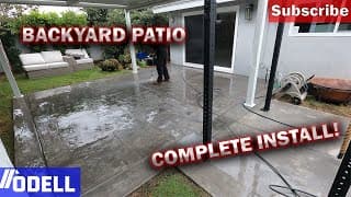 Stamped Concrete Patio With Gym Pad Extension | Ashlar Slate Finish