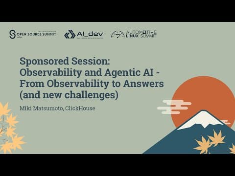 Sponsored Session: Observability And Agentic Ai - From Observability To Answers... Miki Matsumoto