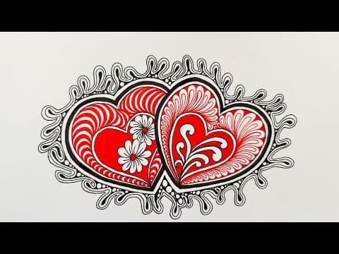 Love Zentangle Art | Cute Zentangle Art | Valentine's Day Zentangle || Zentangle Art