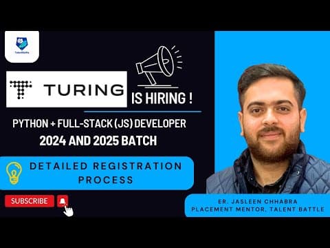 Turing Is Hiring ! | Python + Full-stack (js) Developers | 2024 & 2025 Batches
