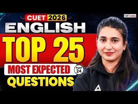 Cuet English Most Expected Questions 2026 | English Full Syllabus Mock Test For Cuet 2026 | Part 24