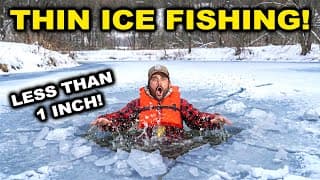 Ultra Thin Ice Fishing In My Backyard Pond!!! (i Fell In)