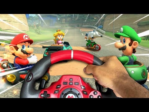 Playing Mario Kart World With An Actual Steering Wheel