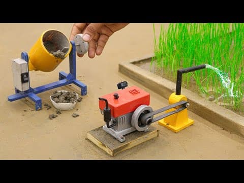 Diy How To Make Water Pump Using Mini Diesel Engine | Concrete Mixer | @sanocreator