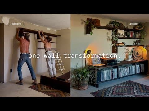 $250 Complete Wall Makeover | Floating Shelves & Diy Credenza