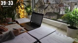 12 Hour Study With Me |  Background Noise, 10 Min Break, No Music, Study With Merve