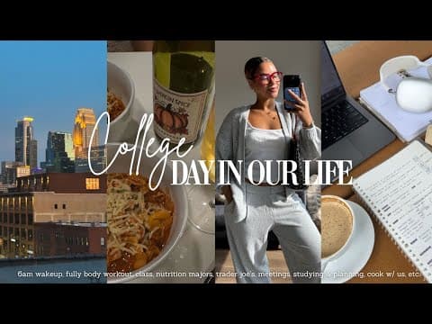 Productive *college* Day In The Liife | Class, Full Body Workout, Planning & Studying, Recipes, Etc.