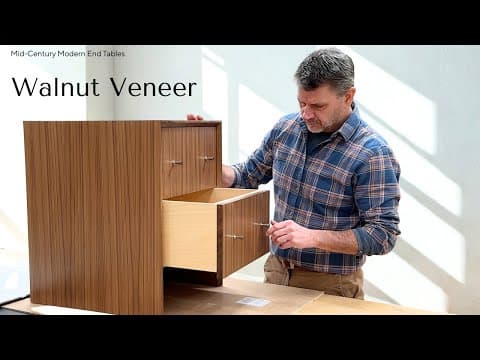 How To Build Mid-century Modern End Tables | Walnut Veneer Woodworking Project