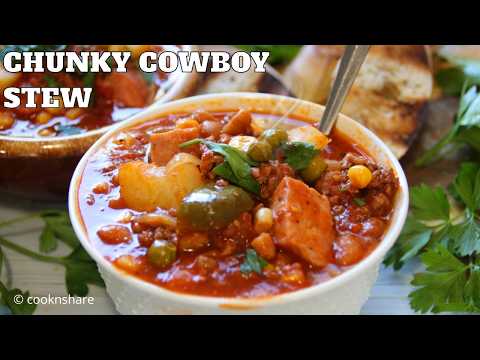 Chunky Chuckwagon Cowboy Stew - Wood Fire Grilling!