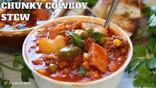 Chunky Chuckwagon Cowboy Stew - Wood Fire Grilling!