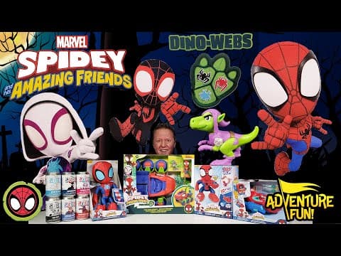 Marvel Spidey & His Amazing Friends Toy Collection! Dinosaur Web Crawler With Dino-Webs Toys!