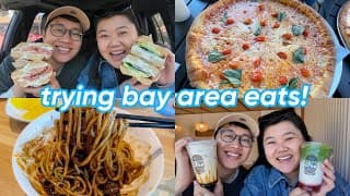 Trying Bay Area Eats 🍜🍵😋 + Eating Pizza & Bagels Bc We Miss New York 🍕🥯