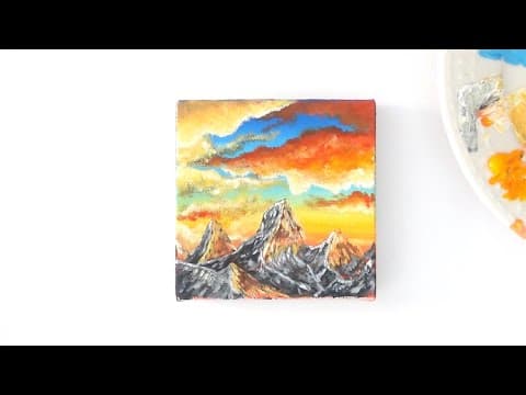 Mountain Painting Tutorial/ Acrylic Painting For Beginners Tutorial/ Sunset Cloud Painting Technique