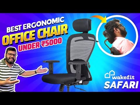 Best Ergonomic Chair Under ₹6000? Wakefit Safari Pro High Back Ergonomic Office Chair Review!!