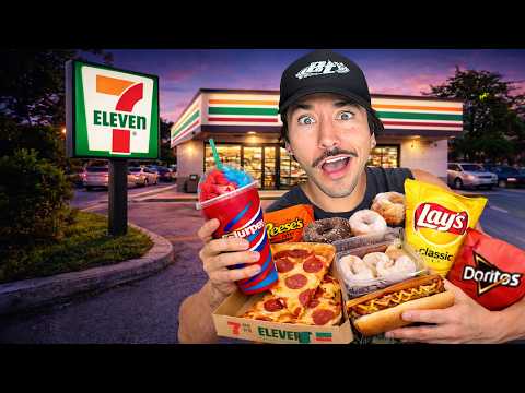 Eating At 7-eleven For 24 Hours...(impossible Food Challenge)