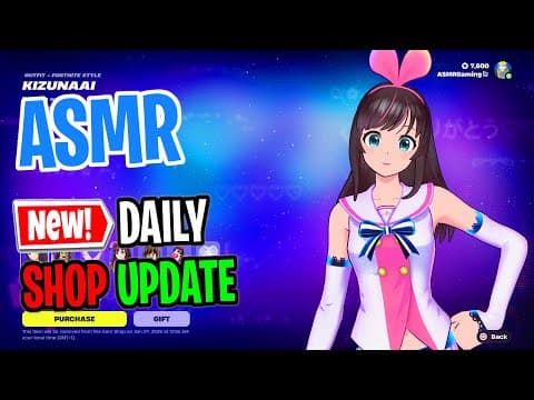 Asmr Fortnite Shop New Kizunaai Skin! Daily Update Today 🎮🎧 Relaxing Whispering 😴💤