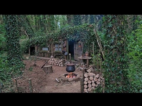 Building A Survival Green Dugout Under A Fallen Tree