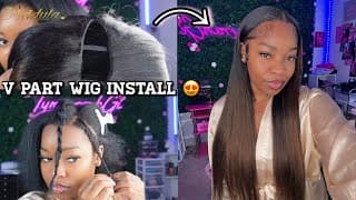 Upgraded V-part Wig Tutorial Ombré Yaki Straight *very Easy* |magic V-line + Drawstring | Nadula