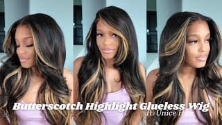 😍perfect Butterscotch Highlights Glueless Closure Wig Install Ft Unice Hair