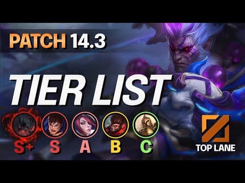 New Champions Tier List For Patch 14.3 - Best Top Lane Picks - Lol Season 14 Meta Guide