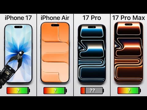 Iphone 17 Vs. Air Vs. 17 Pro Vs. 17 Pro Max Battery Test!