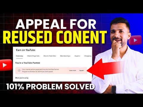 Solved 101% | Your Channel Will Be Suspended From Youtube Partner Program| Appeal For Reused Content