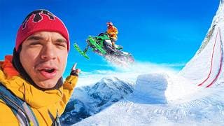 Beginner Tries Massive Snowmobile Jump