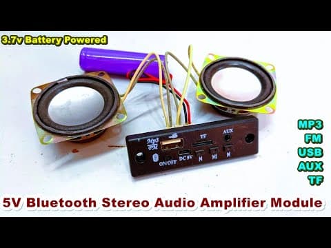 5v Bluetooth, Mp3, Fm, Usb, Aux,tf Stereo Audio 5w Amplifier Module & 3.7v Li-ion Battery -power Gen