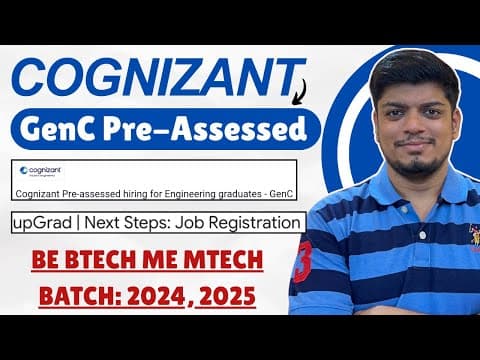🔥cognizant Genc Superset Pre-assessed Hiring | Be Btech Me Mtech | 2024 2025 Batch | Upgrad Updates