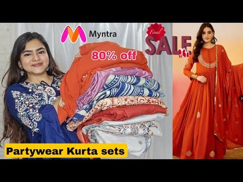 80% Off On Myntra Partywear Kurta Pant Dupatta Sets | Myntra Kurti Haul | Latest Kurta Sets | Sale