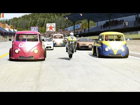 Suzuki Tl1000r Vs Vw T1 Transporter Lm917/30 Vs Hypercars Bugatti & Koenigsegg At Old Spa