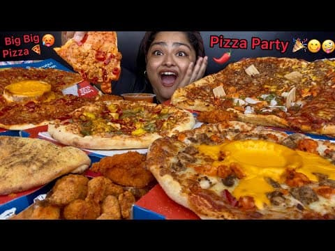 Big Big 6 In 1 Pizza🍕cheese Volcano Pizza, Peppy Paneer Pizza, Korean Garlic Bread & Fried Chicken