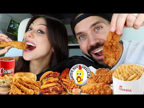 Chicken Tender Wars!! Kira's First Time Trying Raising Cane's, Chick Fil A, & Daves Hot Chicken!
