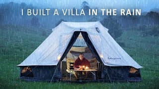 Solo Rain Camping Like A King [ I Built A Fully Furnished Palace Tent, Relaxing Asmr ]