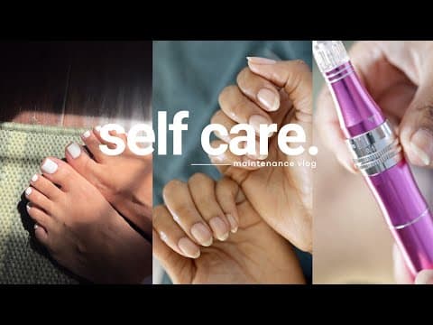 At Home Maintenance Vlog |  Microneedling, Mani + Pedi