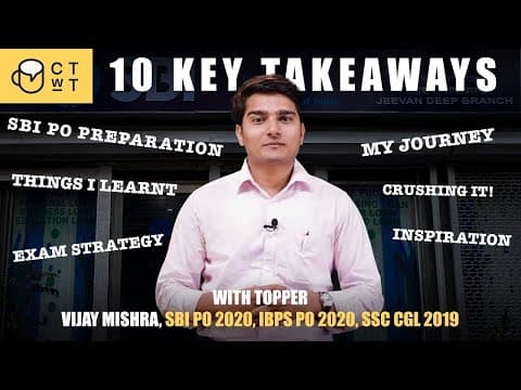 10 Key Takeaways From Sbi Po 2020 Topper Vijay Mishra | 1st Attempt | Ibps Po | Ssc Cgl