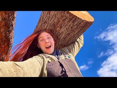 This Cherry Log Barely Fits On The Sawmill!